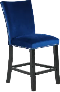 Camila Blue Velvet Upholstered Counter Height Stool