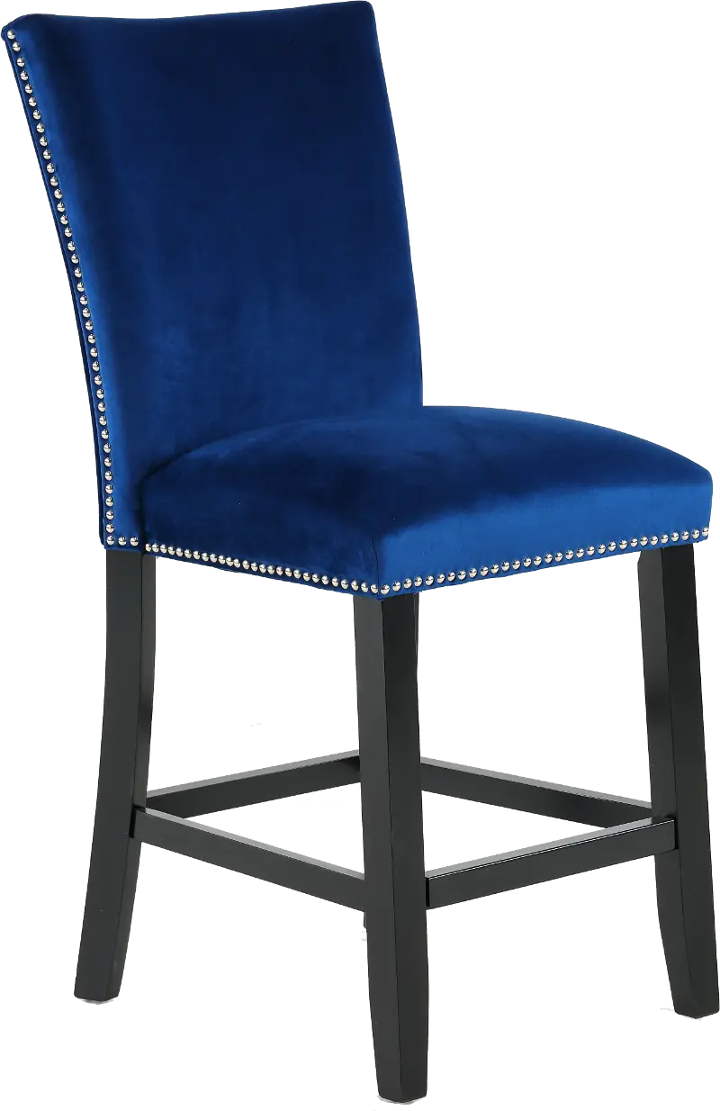 Camila Blue Velvet Upholstered Counter Height Stool