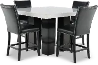 Camila Marble and Black 5 Piece Counter Height Dining Set