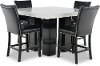 Clearance Marble and Black 5 Piece Counter Height Dining Set - Camila