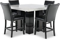 Marble and Black 5 Piece Counter Height Dining Set - Camila