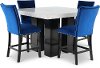 Marble and Blue 5 Piece Counter Height Dining Set - Camila