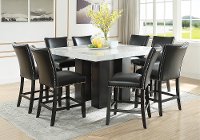 Marble and Black 9 Piece Counter Height Dining Set - Camila
