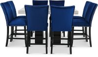 Marble and Blue 9 Piece Counter Height Dining Set - Camila