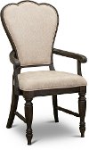 Traditional Antique Black Upholstered Dining Arm Chair - Natchez Trace