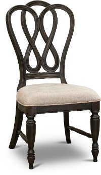 Traditional Antique Black Upholstered Dining Room Chair - Natchez Trace