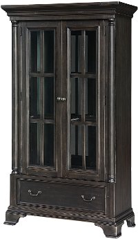 Traditional Antique Black China Cabinet - Natchez Trace