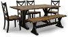 Brown and Black Farmhouse 6 Piece Dining Set with Bench - Lexington-2