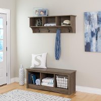 Drifted Gray 3 Compartment Cubbie Bench-5