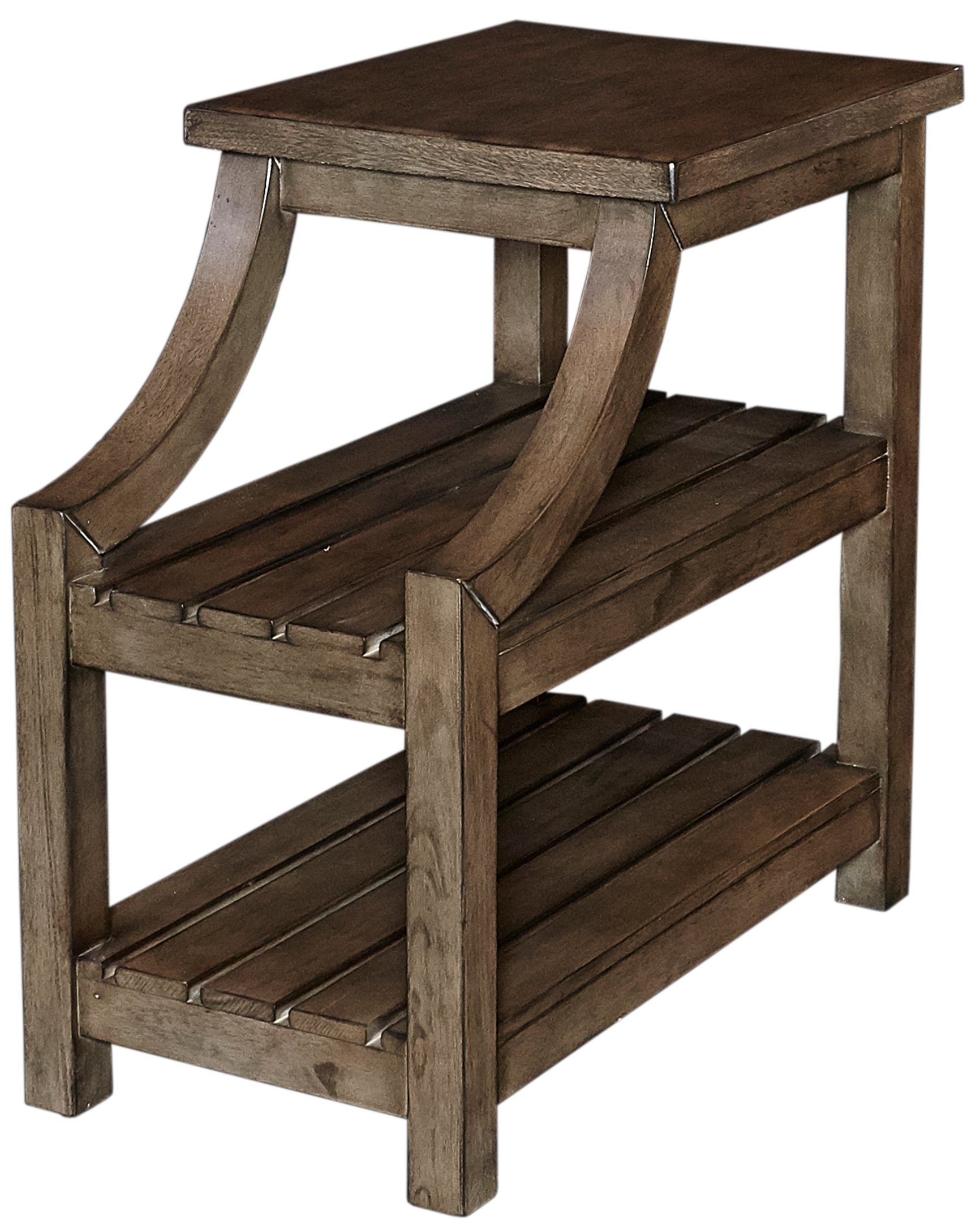 Rustic Curved Gray and Brown End Table - Marquette-1