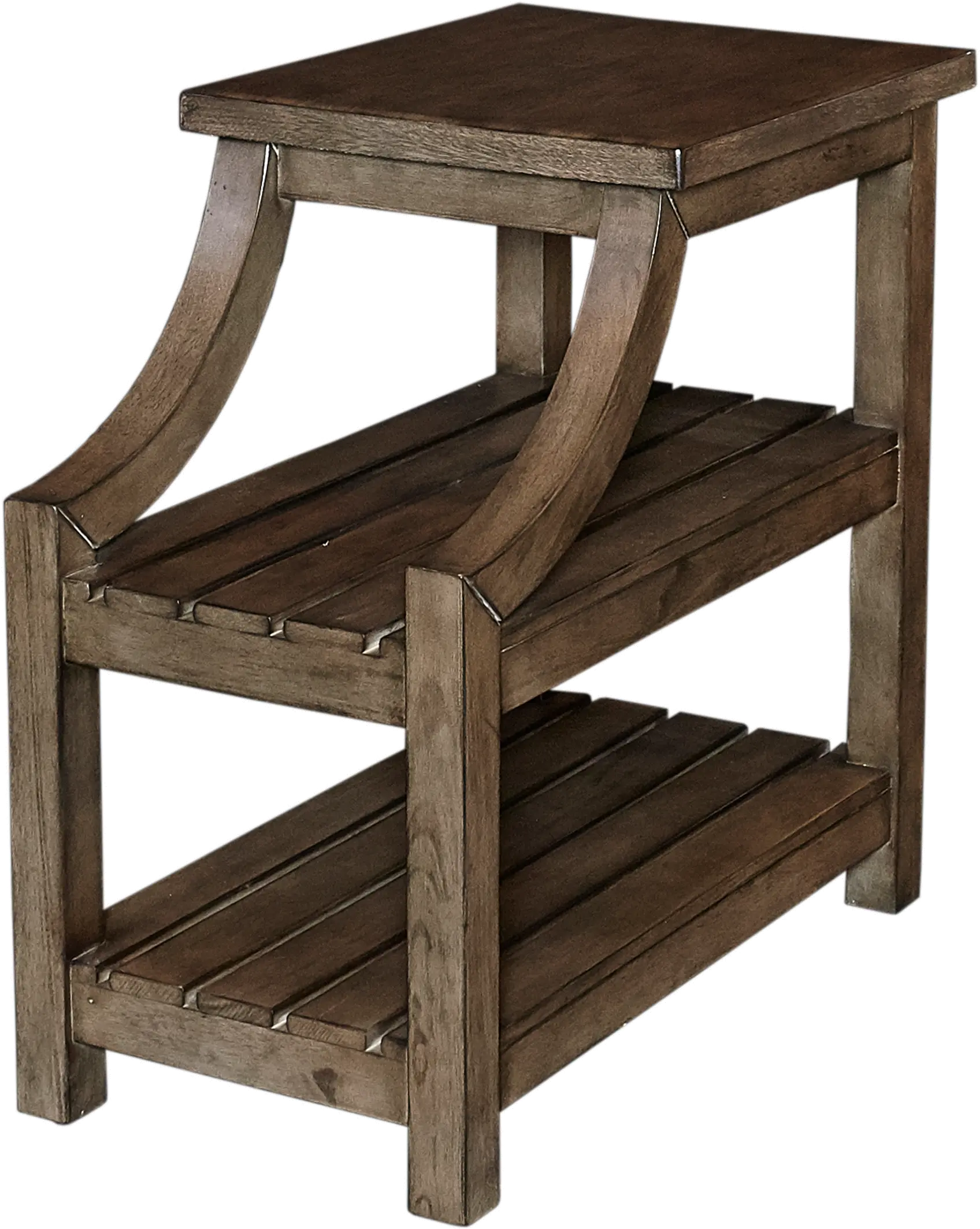 Rustic Curved Gray and Brown End Table - Marquette-1