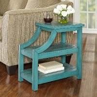 Antique Curved Teal End Table - Marquette