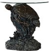 Rustic Turtle Glass Top Accent Table - Sheldon