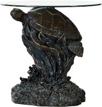 Rustic Turtle Glass Top Accent Table - Sheldon