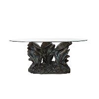 Rustic Turtle Glass Top Coffee Table