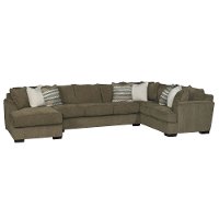 Brown 3 Piece Sofa Bed Sectional with LAF Chaise - Tranquility