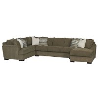 Brown 3 Piece Sofa Bed Sectional with RAF Chaise - Tranquility