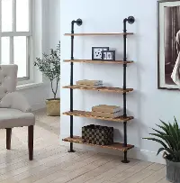 Anacortes Black and Brown Five-Shelves with Piping