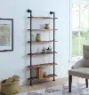 Anacortes Black and Brown Six Shelves with Piping