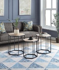 3 Piece Geometric Nesting End Tables - Layton