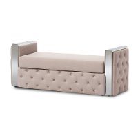 132-7332-RCW Modern Beige Upholstered Bench with Storage - Fiona