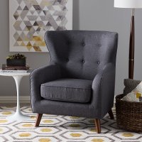 131-7219-RCW Mid Century Modern Dark Gray Wingback Chair - Ludwig