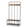 138-7509-RCW Antique Black Metal Frame with Walnut Wood Hall Tree - Hull