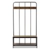 138-7509-RCW Antique Black Metal Frame with Walnut Wood Hall Tree - Hull-2