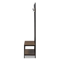 138-7509-RCW Antique Black Metal Frame with Walnut Wood Hall Tree - Hull-3