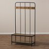 138-7509-RCW Antique Black Metal Frame with Walnut Wood Hall Tree - Hull-5