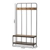 138-7509-RCW Antique Black Metal Frame with Walnut Wood Hall Tree - Hull-6