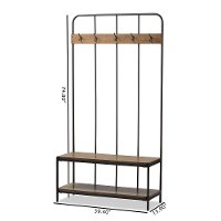 138-7509-RCW Antique Black Metal Frame with Walnut Wood Hall Tree - Hull-6