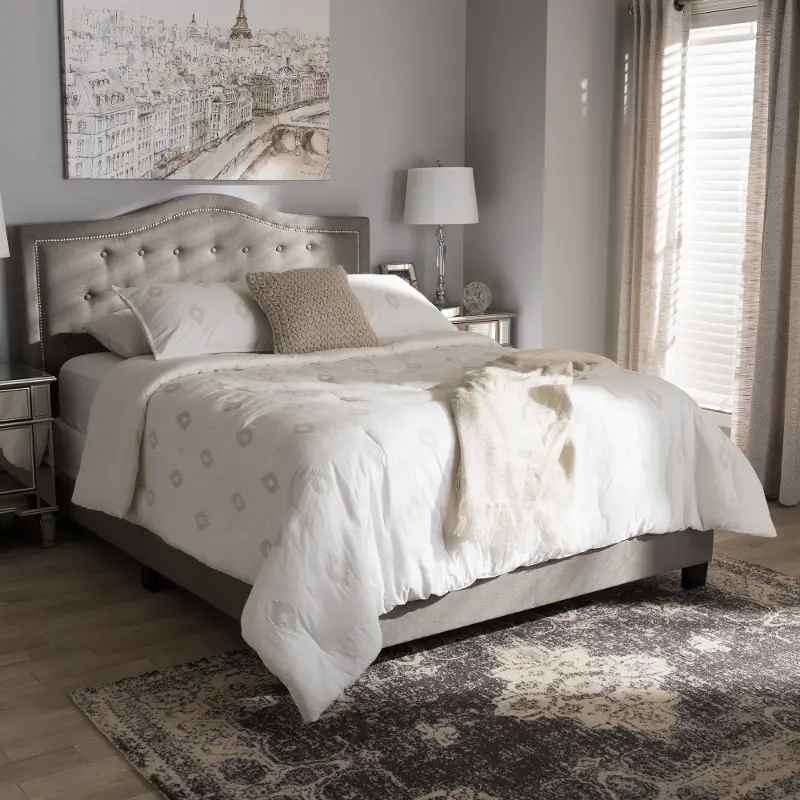 136-7447-RCW Contemporary Gray King Upholstered Bed - Emerson