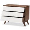 136-7492-RCW Mid-Century Modern White and Walnut 3 Drawer Chest - Hildon-3