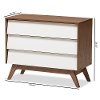 136-7492-RCW Mid-Century Modern White and Walnut 3 Drawer Chest - Hildon-7
