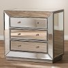 136-7485-RCW Contemporary Mirrored 3 Drawer Chest - Edeline