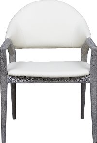 White and Gray Upholstered Dining Arm Chair - Carrera