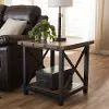 131-7196-RCW Textured Industrial Black and Brown End Table - Herzen