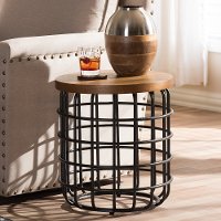 132-7212-RCW Industrial Caged Black and Brown End Table - Carie
