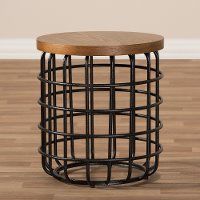 132-7212-RCW Industrial Caged Black and Brown End Table - Carie-3
