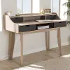 138-7714-RCW Modern 4-Drawer Oak and Gray Writing Desk