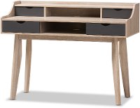 138-7714-RCW Modern 4-Drawer Oak and Gray Writing Desk-2