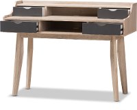 138-7714-RCW Modern 4-Drawer Oak and Gray Writing Desk-3