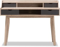 138-7714-RCW Modern 4-Drawer Oak and Gray Writing Desk-4