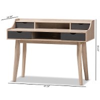 138-7714-RCW Modern 4-Drawer Oak and Gray Writing Desk-8