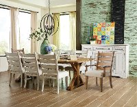 Brown and Chalk White Rustic 7 Piece Dining Set - Coming Home
