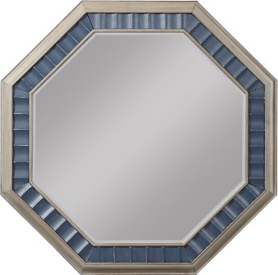 Rustic Natural Dune and Blue Octagon Mirror - Lauren Grove