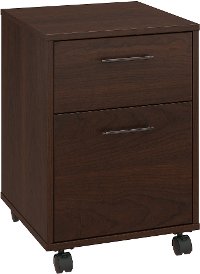Cherry Brown Rolling 2 Drawer Wooden File Cabinet - Key West-2