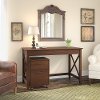 Cherry Brown Writing Desk and Rolling File Cabinet Combo - Key West