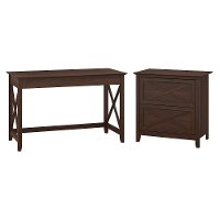 Cherry Brown Writing Desk and Lateral File Cabinet Combo - Key West-2
